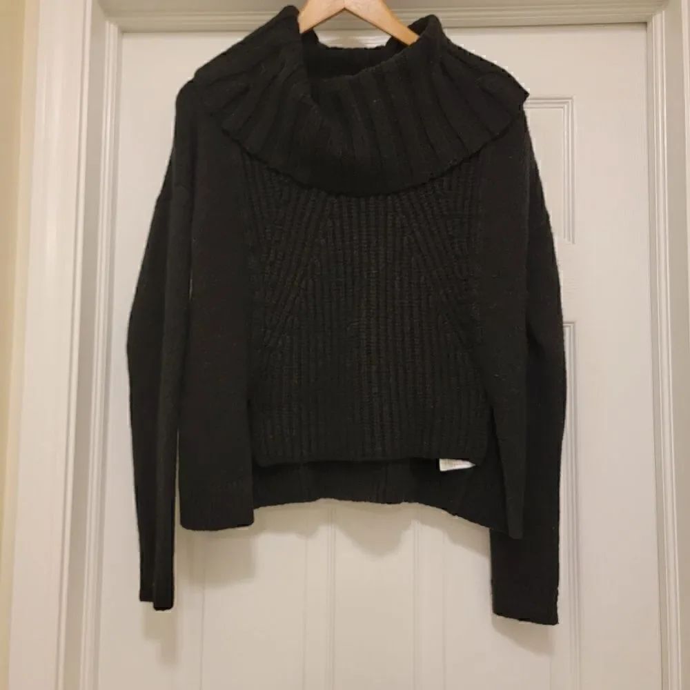 Express Chunky Cowl Neck Sweater oversized black wool blend size XS